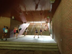 Sounds created by stomping, skipping, clapping and jumping added to score at the library.